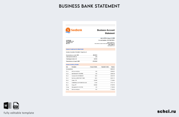 цифровая загрузка заявления о коммерческой фирме Seabank, шаблон в формате Word 